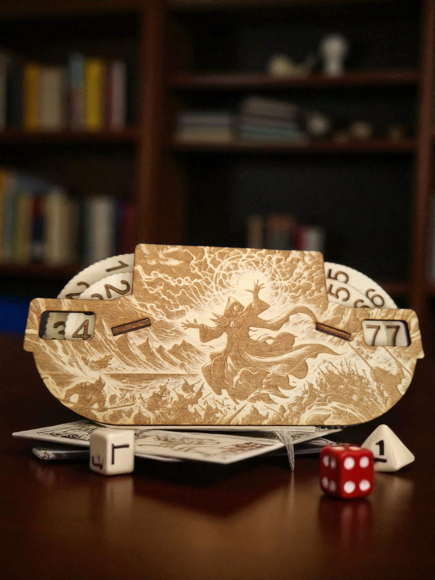 Magic the Gathering dual counter with wizard picture engraving