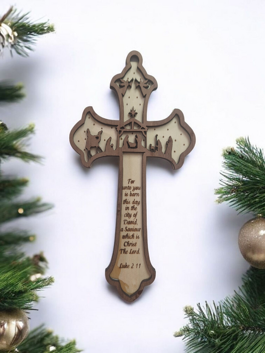 Nativity Cross Christmas Decoration - Symbol of Faith and Tradition