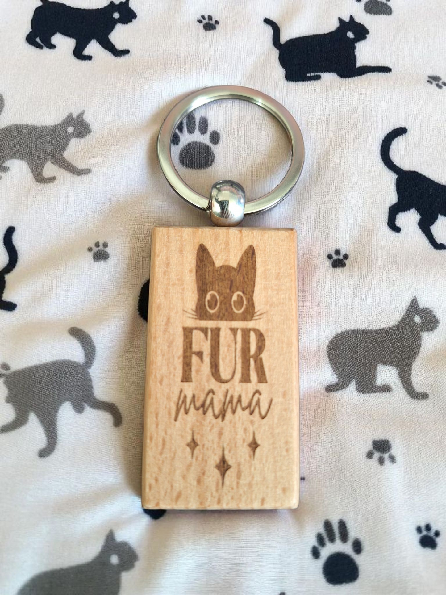 Fur Mama Keychain - Custom Engraved Pet Lover Gift - Set Of 2