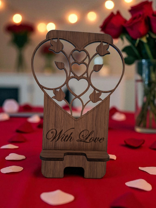 Valentine's Day Phone Stand - Custom Engraved Heart Design